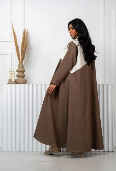 Abaya Blazer Brown With Beige IB235